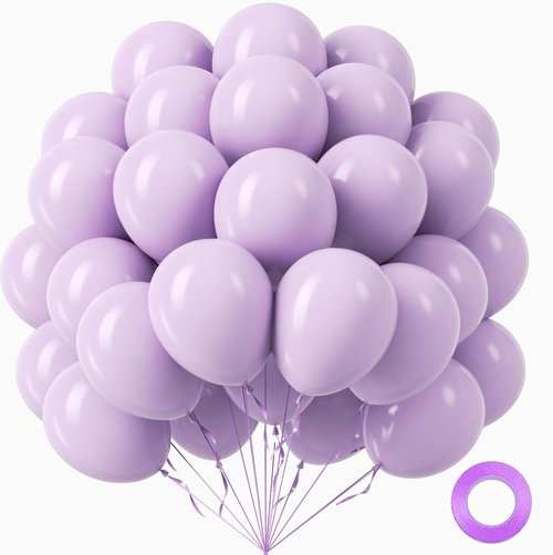 Light Purple Balloons - 12-Inch Pastel Latex Balloons | 50-Pack for Wedding, Baby Shower & Birthday Decor