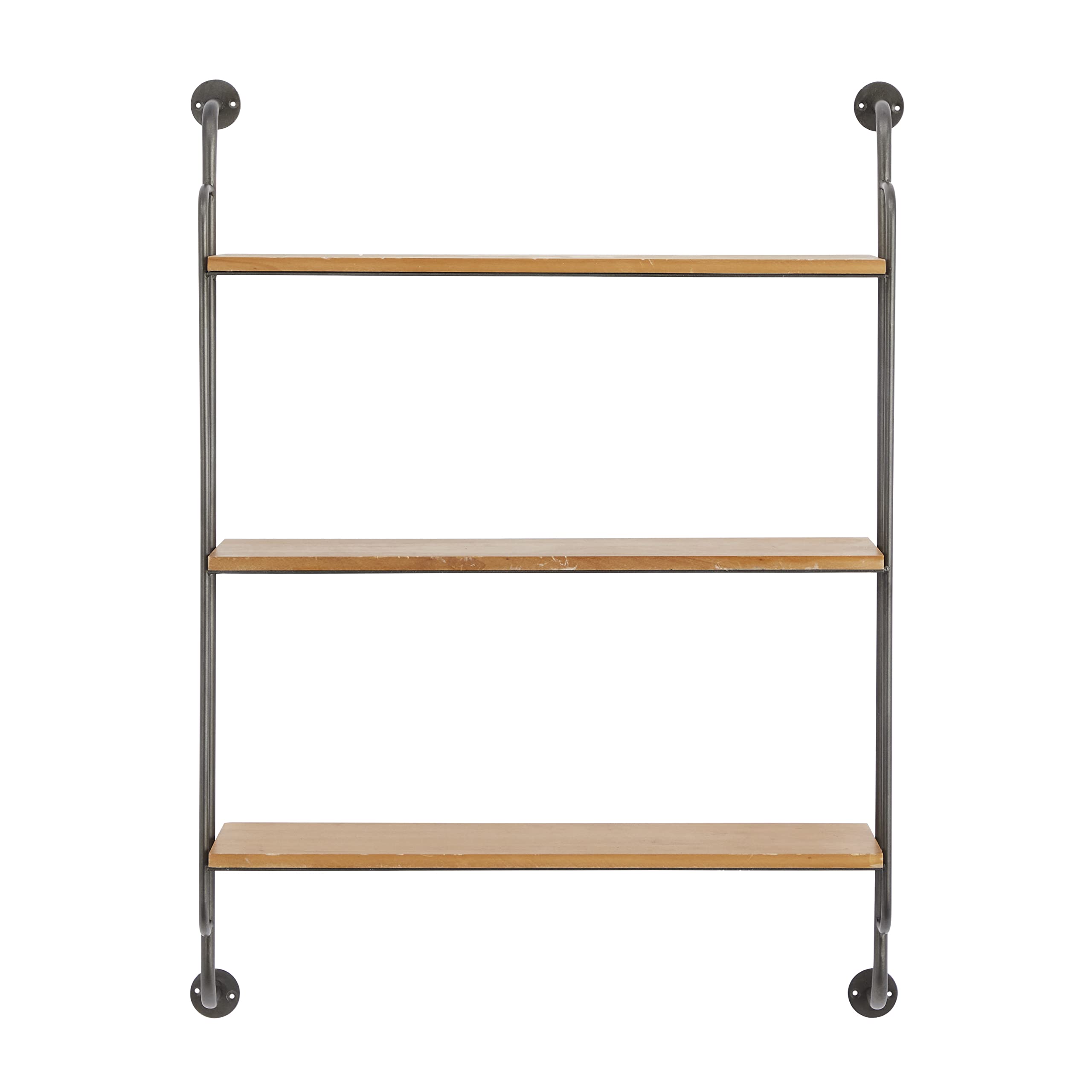 Deco 79 Industrial Metal Shelf Wall Storage Shelves for Bedroom, Living Room, Bathroom, Kitchen, Office and More, 25" L x 7" W x 33" H, Brown