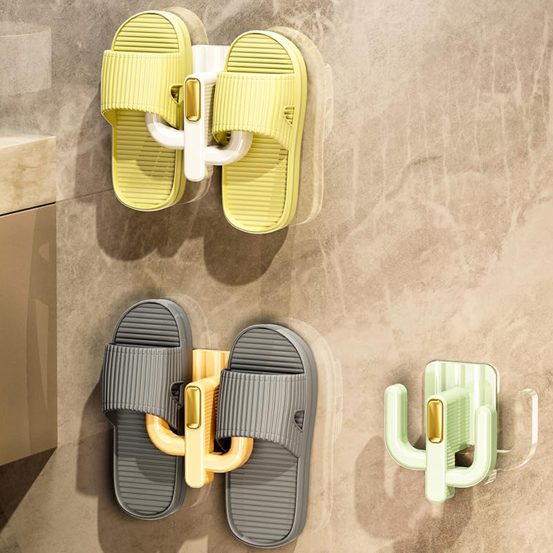 OBELGEOYA 4-Pack White Wall Mounted Shoe Rack Organizer with Hooks - No-Drill Space Saver for Entryway, Bathroom & RV