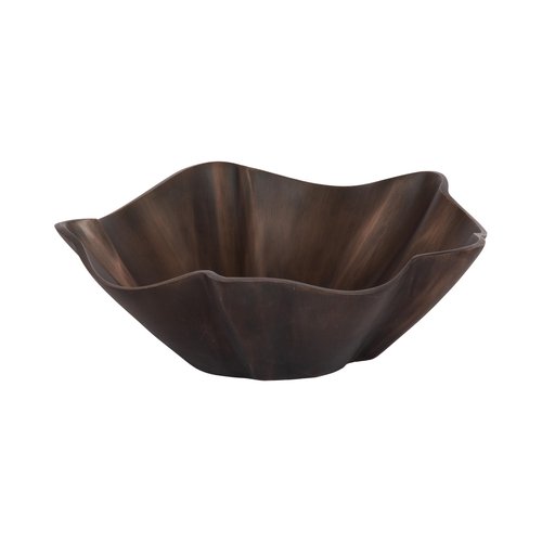 Kate and Laurel Flutte Scalloped Decorative Metal Serving Bowl; 10 x 10 x 3; Bronze; Modern Wavy Fruit Bowl for Kitchen Counter or Use as Tabletop Storage for an Entryway Table