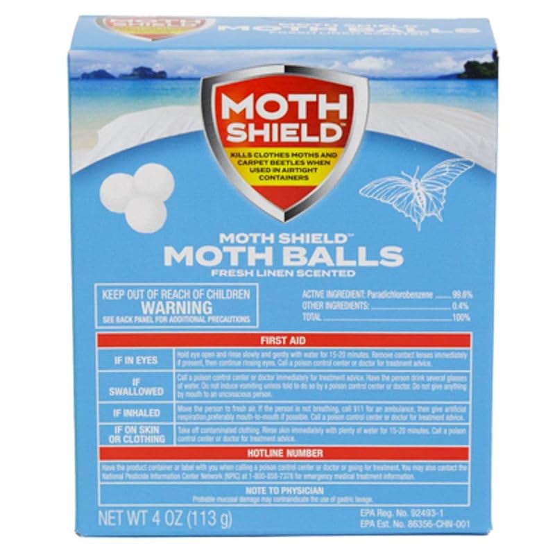 Moth Shield Moth Balls - Fresh Linen Scent, 4 Ounce Boxes (2 Pack)