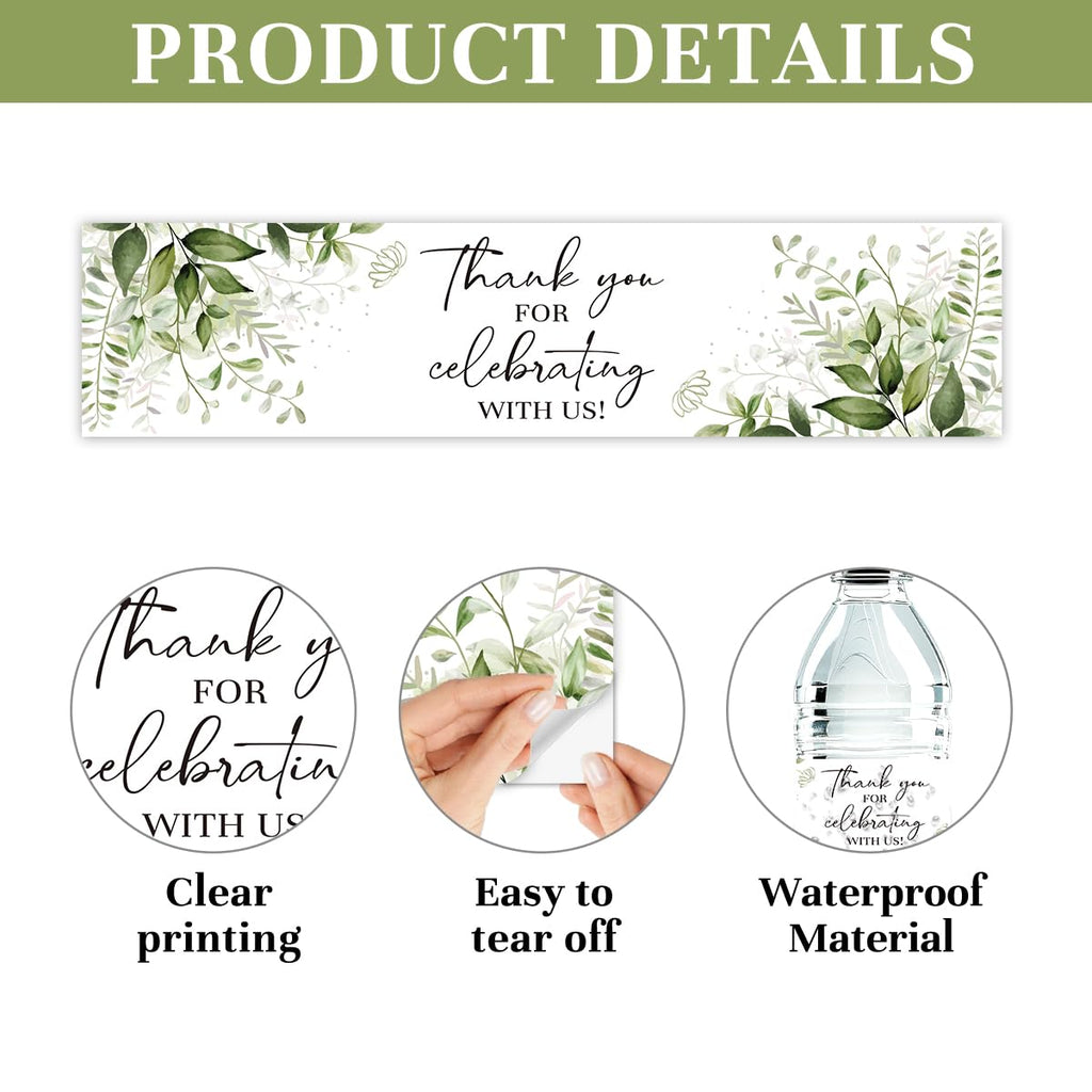 100 Pcs Greenery Floral Water Bottle Labels Sticker for Wedding Bridal Baby Shower Party Table Decoration Supplies Wedding Ideas for Daughter Son fiancée Younger Generation