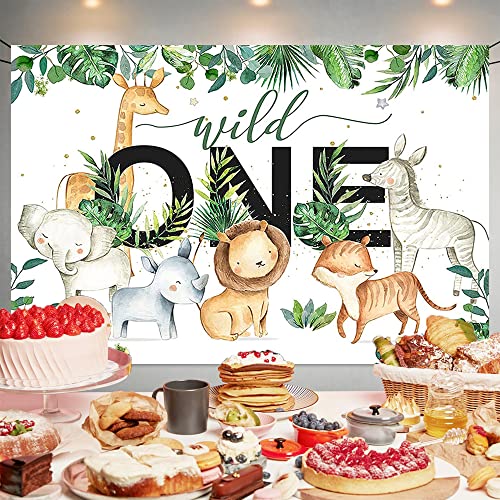 Jungle Animals 1st Birthday Backdrop Banner - 70.8 x 47.2 in