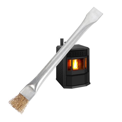 ACATMOON Professional Steel Wire Brush for Pellet Stove Cleaning, Steel Brush with Scraper, Metal Long Handle,Suitable for Removing residues (1pcs)