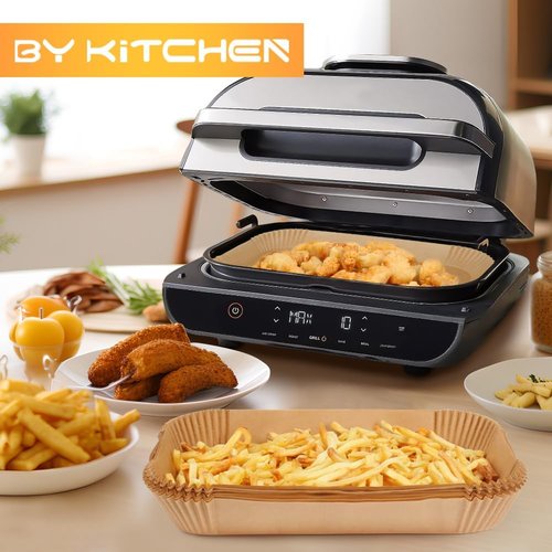 BYKITCHEN Air Fryer Liners - Set of 100 Rectangle Parchment Paper for Ninja Foodi XL Grill