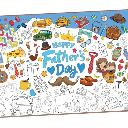 Father's Day Giant Coloring Poster & Tablecloth - 43.3 x 31.4 Inches