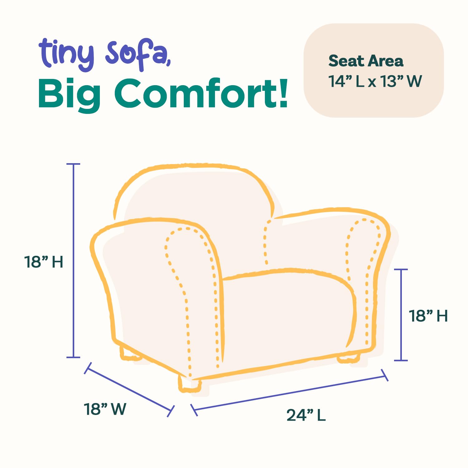 Roundy Toddler Armchair with Soft Microsuede Upholstery Durable Wooden Frame, Ergonomic Design, Fully Assembled, Comfortable Kids Chair for Ages 2-5, Ideal for Bedroom, Playroom & Daycare Use.