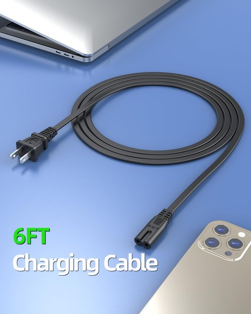 2-Prong 6 FT Power Cord Replacement Fit for iRobot Roomba Integrated Home Base Charging Dock 600 800 900 Series 675 690 960 614 650 890 880 i Series and More Devices Charger Cable