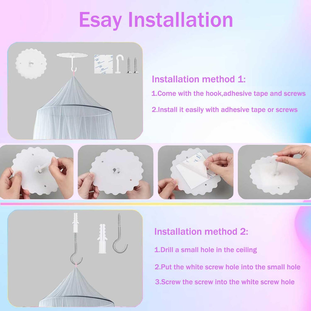 Wnqou White Bed Canopy Mosquito Net for Girls,Princess Canopy for Kids Bed Room Decor (White)