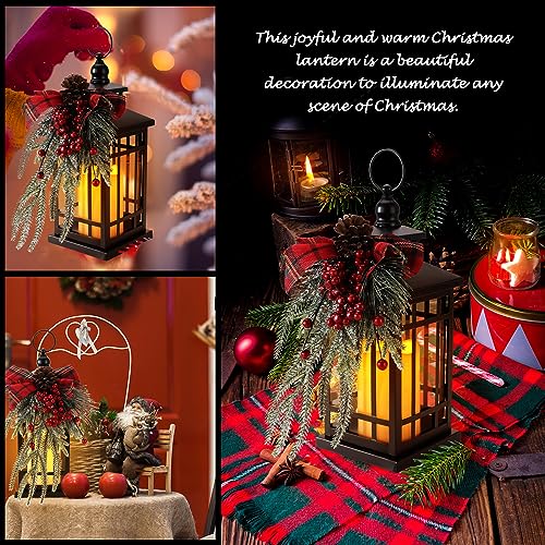 Red Christmas Hanging Lantern with Candles - Holiday Decor