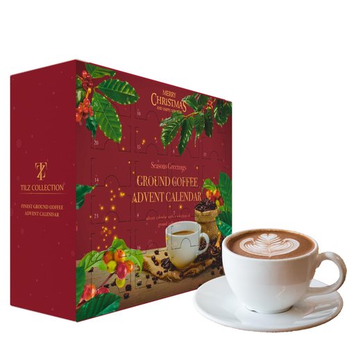 24 Days Advent Calendar - Flavored Ground Coffee Gift Set for Men & Women | French Vanilla, Hazelnut, Irish, Italian & Cinnamon