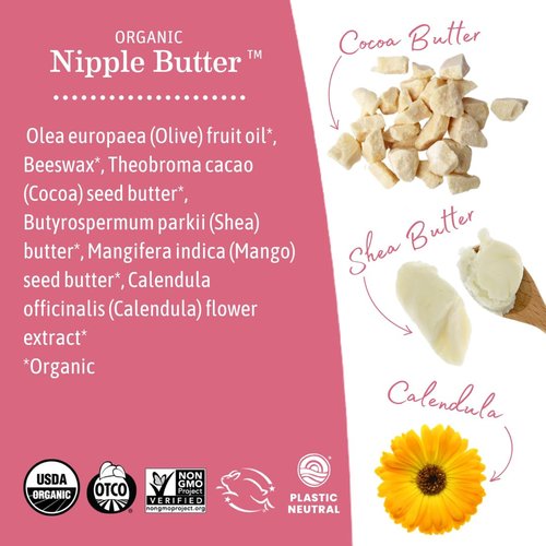 Earth Mama Organic Nipple Butter™ - Safe Nipple Cream for Breastfeeding | Non-Lanolin, 2 oz