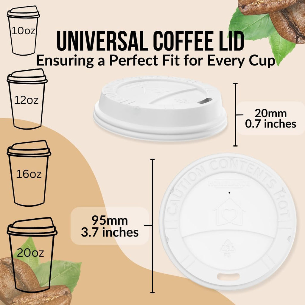 Pack Of 300, White Disposable Coffee Cup Lids, Coffee Cup Lids 10 oz 12 oz 16 oz 20 oz, Leak-Proof Plastic Coffee Lids, Heat-Resistant & Strong Hot Cup Lid For Coffe Cup For Everyday Convenience