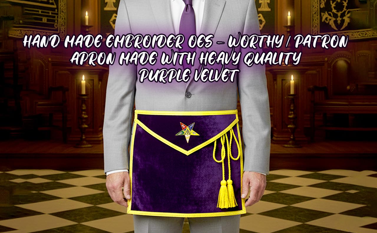 OES WORTHY PATRON/MATRON MASONIC APRON - PURPLE VELVET - HAND MADE OES STAR