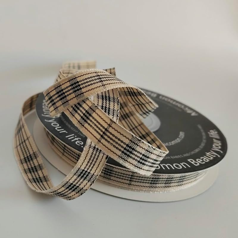 25 Yards White Gingham Ribbon - Eco-Friendly Polyester 3/8"