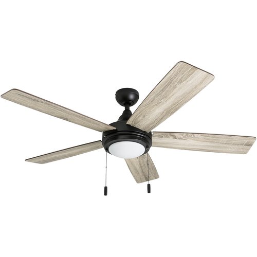 Honeywell Ceiling Fans Ventnor, 52 Inch Modern Farmhouse Indoor LED Ceiling Fan with Light, Pull Chain, Three Mounting Options, Dual Finish Blades, Reversible Motor - 50607-01 (Bronze)