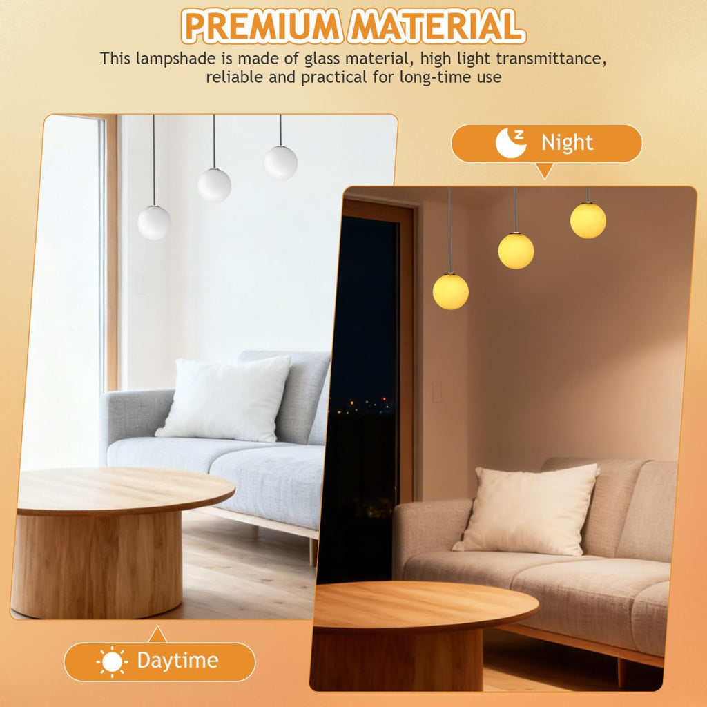DOITOOL Frosted Glass Globe Lamp Shade for G9 Light Fixtures,Glass Ball Lamp Shades Modern Lamp Shade Replacement for Pendant Light Chandelier