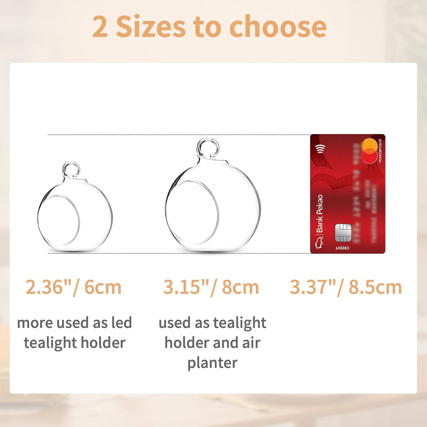 Skiennix Hanging Glass Tealight Holders - 12 Pcs Globe Terrariums for Indoor/Outdoor Decor