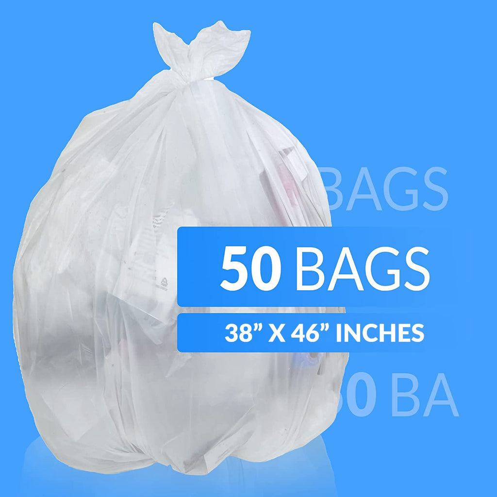 Reli. 40 to 45 Gallon Trash Bags Heavy Duty | 50 Trash Bags | Super Sizeable, Clear, Garbage for Serious Cleanup