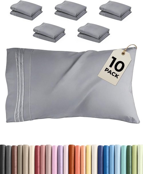 King Pillow Cases by [Brand Name] - Ultra Soft Hotel Quality Covers | Wrinkle-Free & Fade Resistant - 10 Pcs Set in Steel Blue