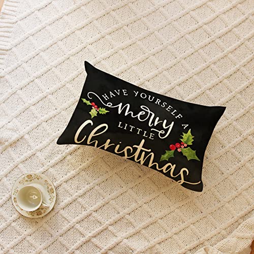 Christmas Throw Pillow Cover, 12x20 Inch Farmhouse Cushion Case