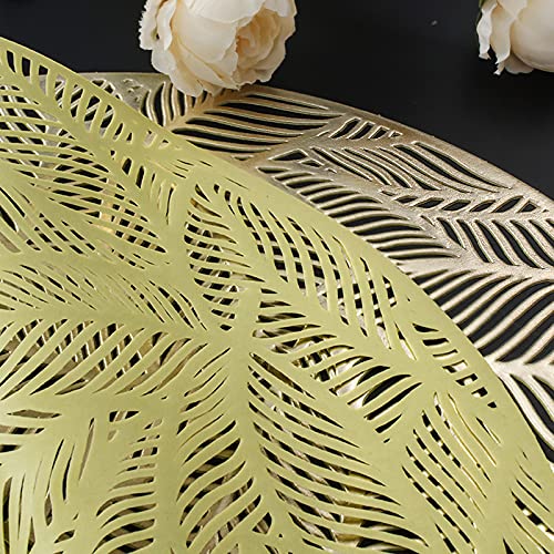 Gold Round Leaf Placemats Set of 8 - Modern Dining Table Decor