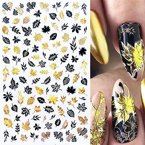 Fall Maple Leaf Nail Art Stickers 8 Sheets 3D Thanksgiving Decals