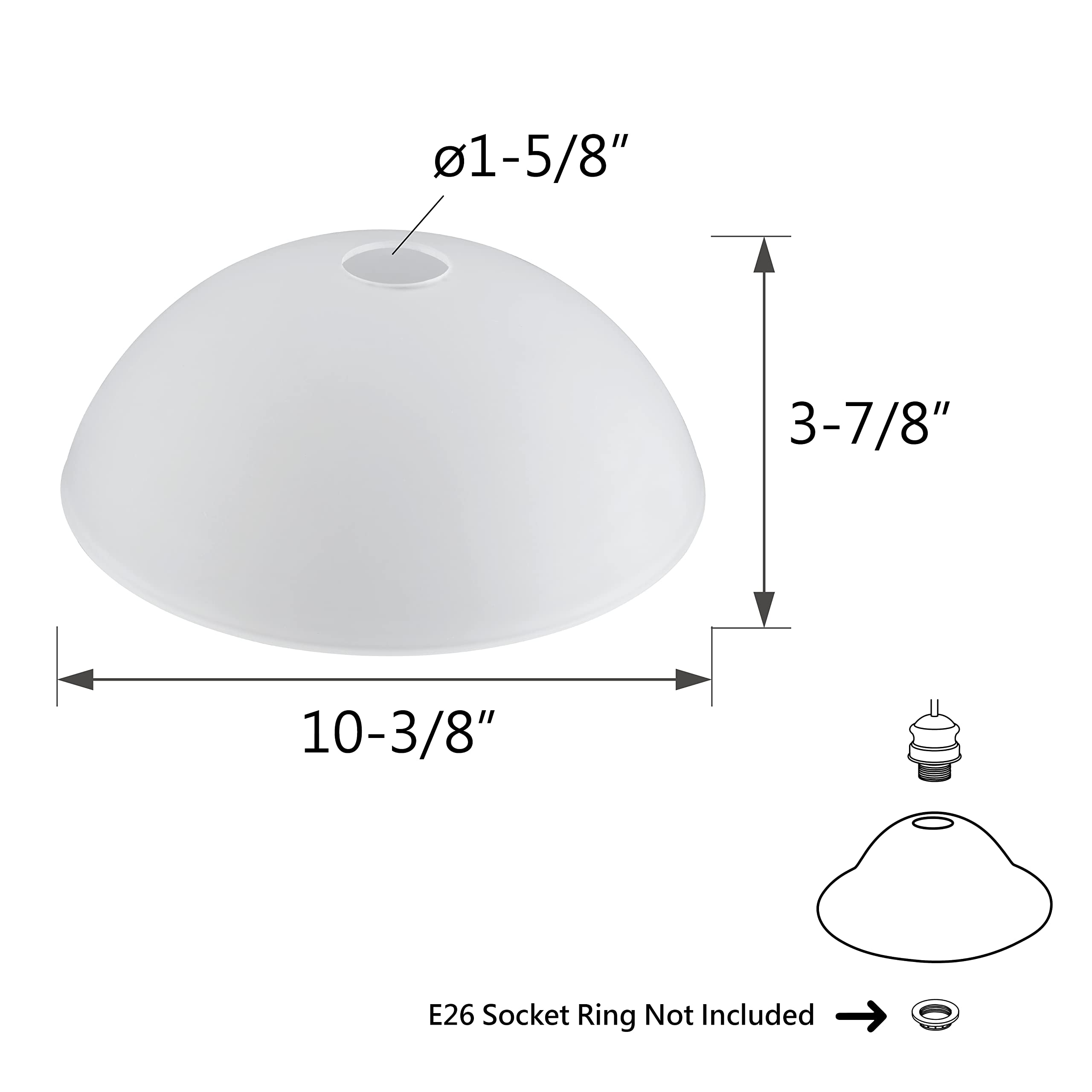 Aspen Creative 23518-11, Frosted Replacement Glass Shade for Medium Base Socket Torchiere Lamp, Swag Lamp and Pendant & Island Fixture, 10-3/8" Diameter x 3-7/8" Height