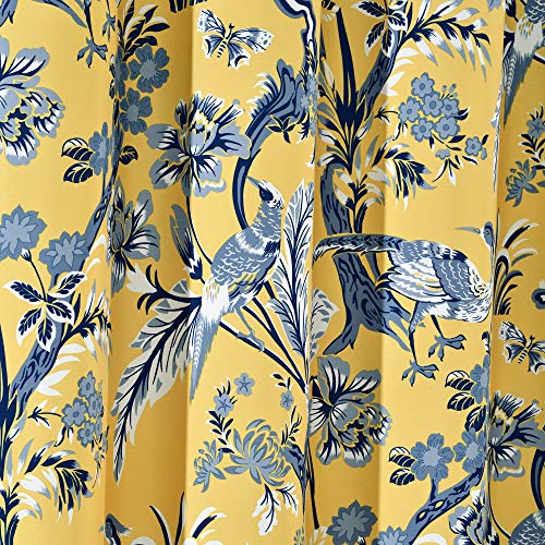 Lush Decor Dolores Shower Curtain 72" W x 72" L Yellow - Floral Shower Curtains for Bathroom - Fabric Bathroom Curtain - Maximalist Decor