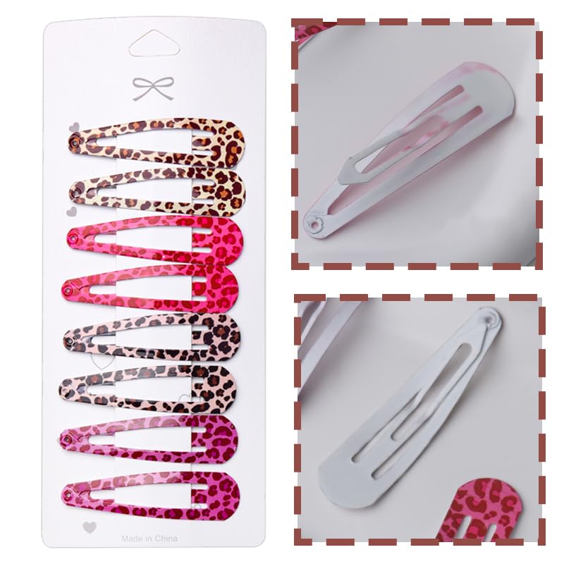 Leopard Print Snap Hair Clips Y2k Metal Barrettes for Women Girls