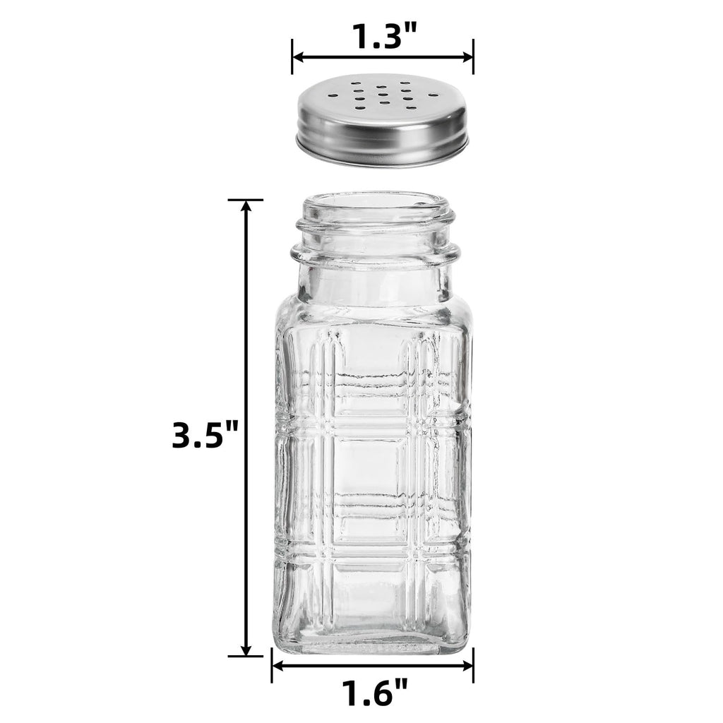 Covzoe 30 Pack Glass Salt and Pepper Shakers, 2.5 Oz Antique Spice Shakers with Metal Lid, Clear Glass Jars Kitchen Gadgets for Seasonings Home Restaurant Cooking Table