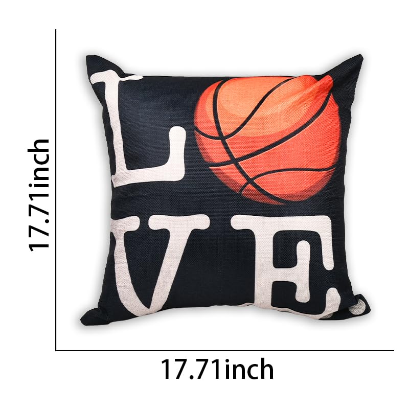 Basketball Throw Pillow Cover 18x18 Black Decorative Case