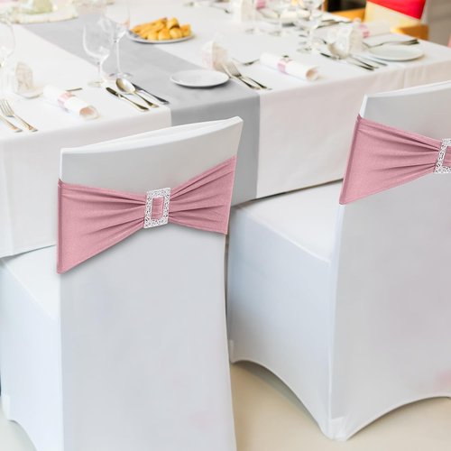 Joccun Spandex Chair Sashes - 30 PCS Stretch Covers with Buckle Slider for Weddings & Events | Dusty Pink