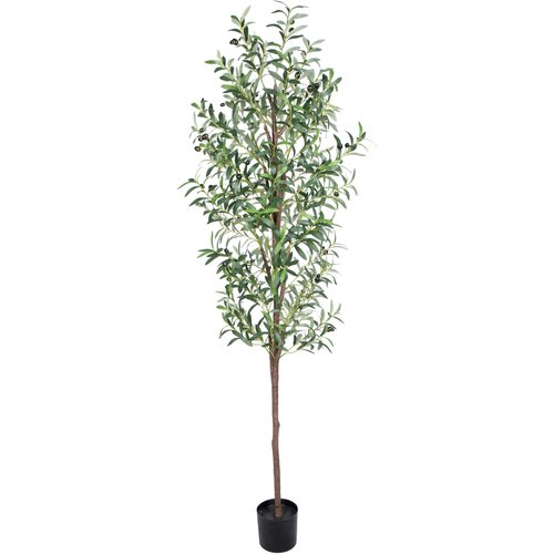CETRD Artificial Olive Tree, 6FT Tall Faux Olive Trees 72in Outdoor Fake Potted Silk Plant with Trunk and Realistic 648 Leaves and 24 Fruits for Modern Office Home Decor Indoor（1pack）