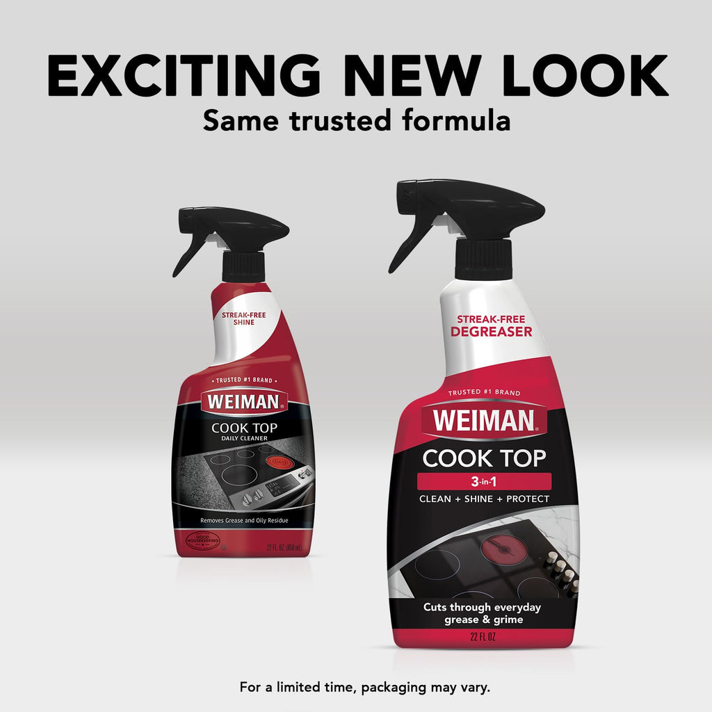 Weiman 22 Fl Oz Cooktop Cleaning Spray & Microfiber Cloth – Cooktop & Oven Cleaner for Streak & Residue Free - Non-Abrasive Degreaser Safe for Glass & Ceramic
