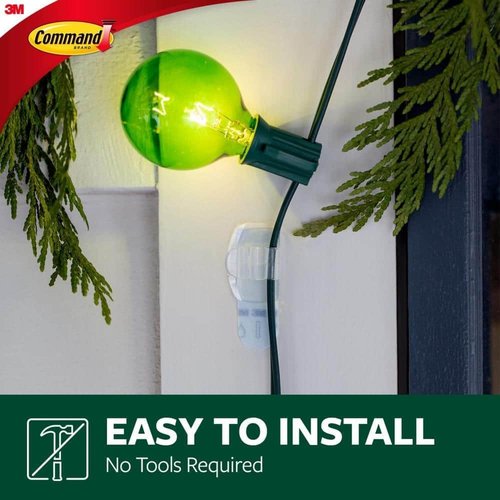 Command Outdoor Light Clips - Clear Foam Strips for Easy Installation | 30-Pack (17017CLRAW30NA)