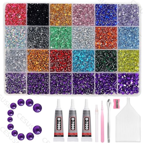 28000 Pcs Bedazzling Kit Dark Purple Flatback Resin Rhinestones