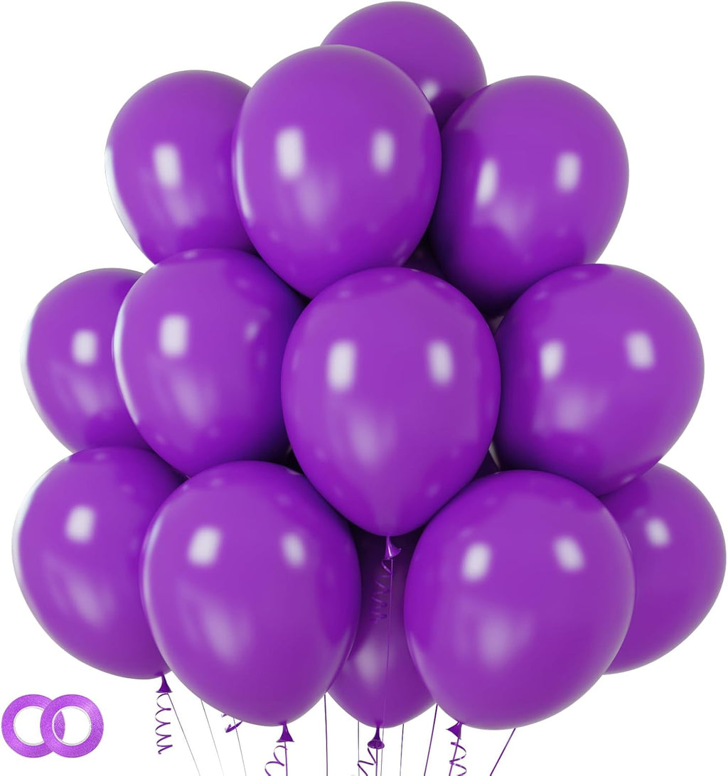 Purple Balloons 100 Pack - 12 Inch Thick Matte Latex Balloons for Halloween & Birthday Celebrations