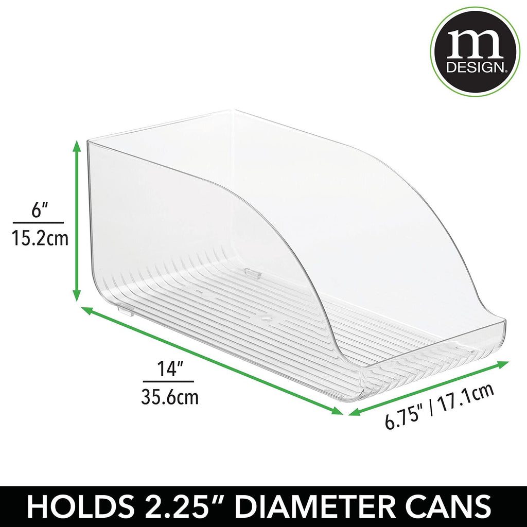 mDesign Compact Plastic Kitchen and Pantry Storage Organizer Bin for Tall Skinny Soda/Pop Cans - Kitchen, Pantry, Cabiner, Freezer, Refrigerator - 2 Pack - Clear - 14 x 6.75 x 6