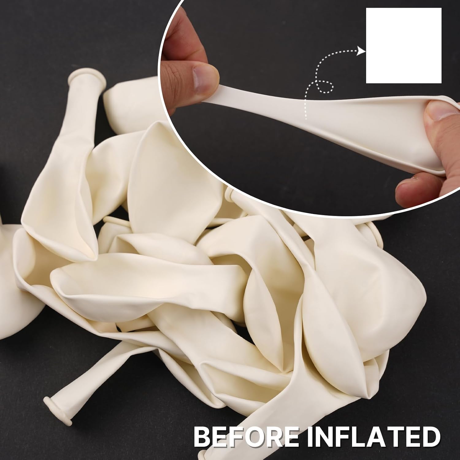 PartyWoo White Balloons - 100 Pcs Matte Latex Balloon Arch Kit | 36, 18, 12, 10, 5 Inch for Weddings & Events