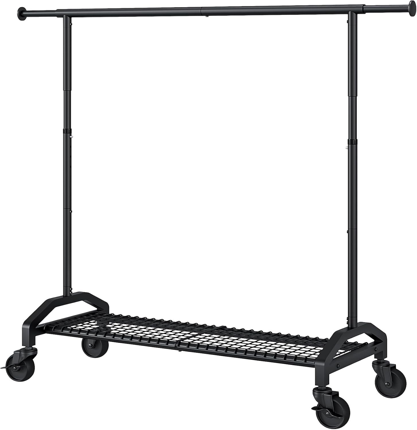 Wiracks Heavy Duty Clothes Rack - Adjustable Rolling Garment Rack with 350lbs Capacity | Black, 51-71" W x 16.53" D x 65-71" H