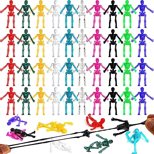 DIYASY 30 Pack Stretchy Skeleton Toys - Colorful Halloween Party Favors