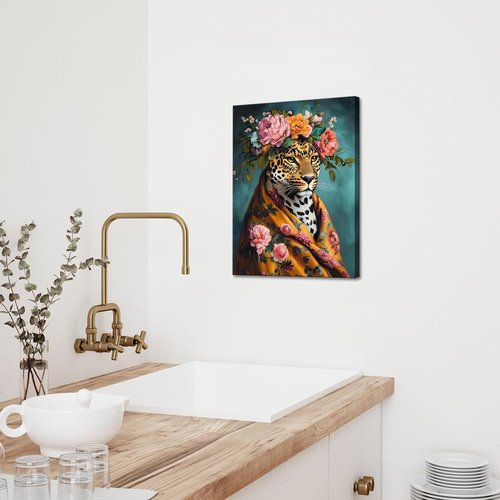 Leopard Wall Art Set by Funny Bathroom - Eclectic Bathrobe Decor | Aesthetic Canvas Prints 12x16
