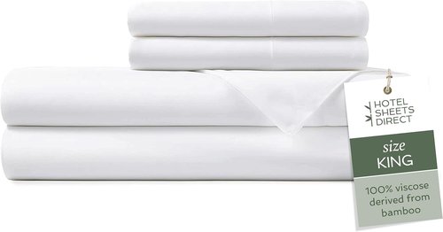 Hotel Sheets Direct King Size Bed Sheet Set - 100% Bamboo Viscose, Cooling & Breathable, White | 4 Pieces