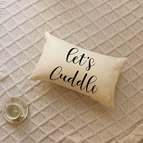 Let's Cuddle Quotes Farmhouse Pillow Covers 12" x 20" Cushion