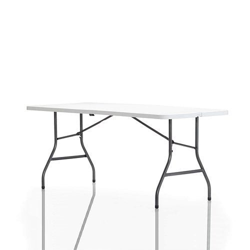 Cosco 6ft Fold-in-Half Blow Molded Folding Table, Indoor/Outdoor, Comfort Handle, Lightweight Plastic Construction - White