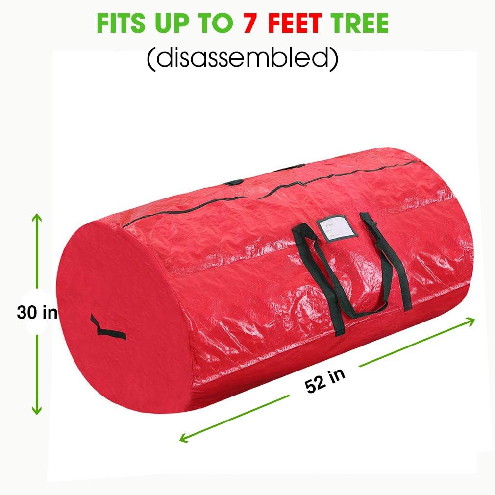 ProPik Christmas Tree Storage Bag - Fits Up to 7' Disassembled Holiday Tree | 52” X 30” X 30” with Zipper & Handles (Red)