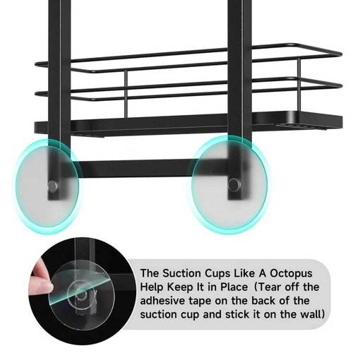 Aquohola Shower Caddy Hanging, Adjustable Anti-Swing-Over The Shower Head Caddy, 3 Tier Height Bathroom Storage Organizer Bathroom Shelves Basket Rack Shower Caddies (3Tier)