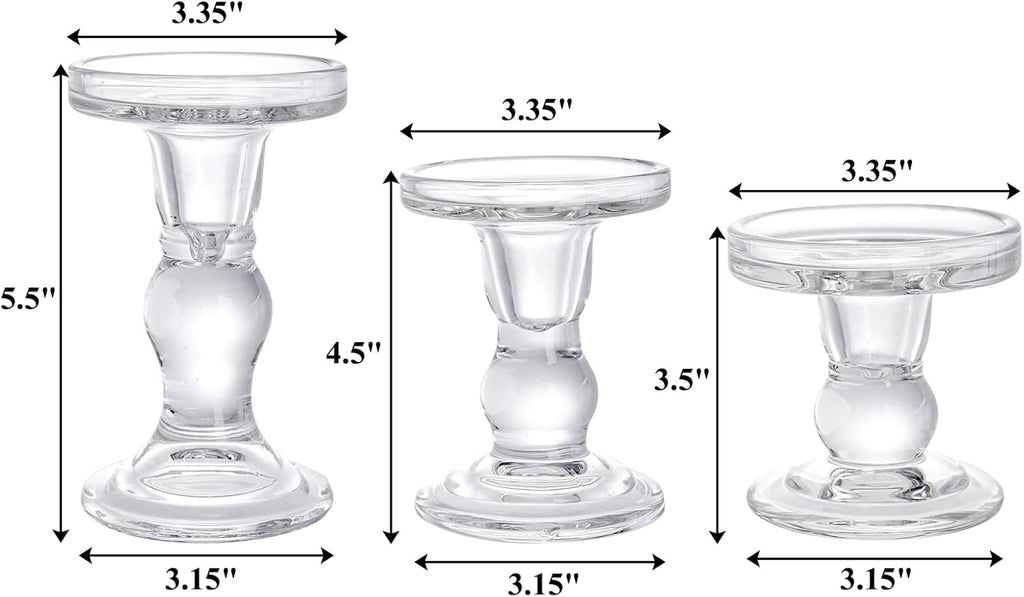 Okllen Glass Candle Holders Set of 6 - Clear Crystal Pillar & Tealight Holders for Home Decor & Weddings