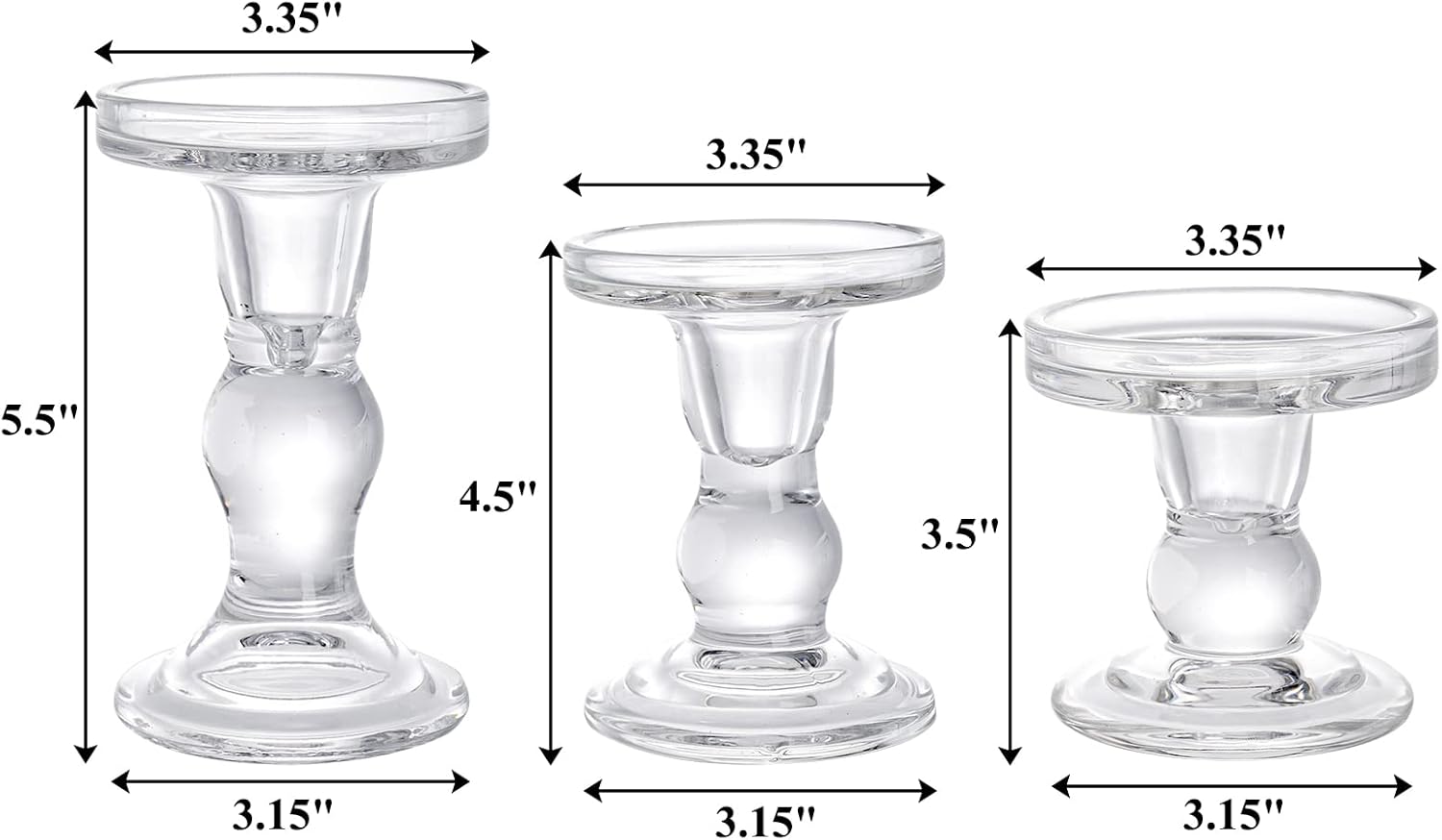 Okllen Glass Candle Holders Set of 6 - Clear Crystal Pillar & Tealight Holders for Home Decor & Weddings